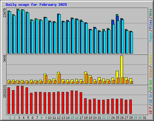 Daily usage for February 2025